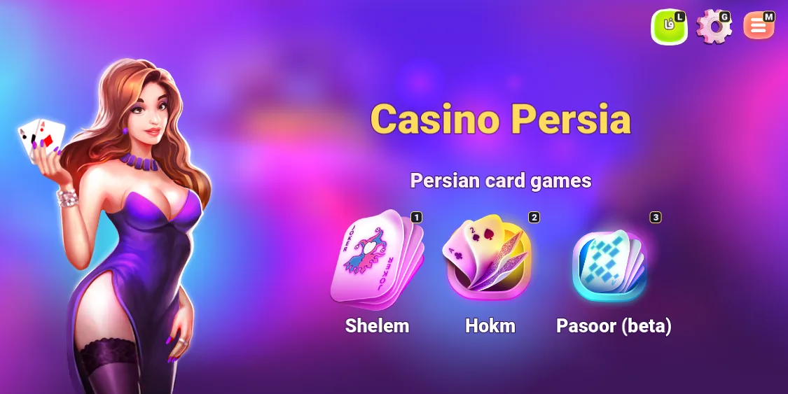Casino Persia home screen with the three games