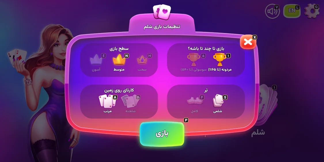 تنظیمات بازی شلم